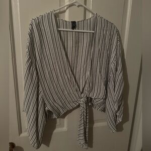 Grey and White Summer Cool Crop Top